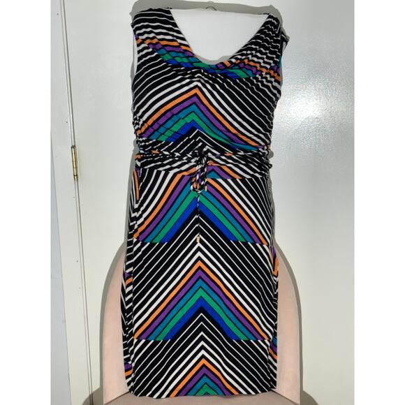 Calvin Klein Chevron Stripe Belted Dress – Size M - Picture 4 of 6